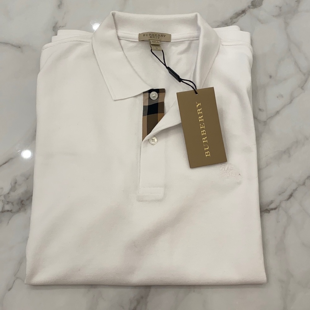 Burberry polo white brand new with tags size large